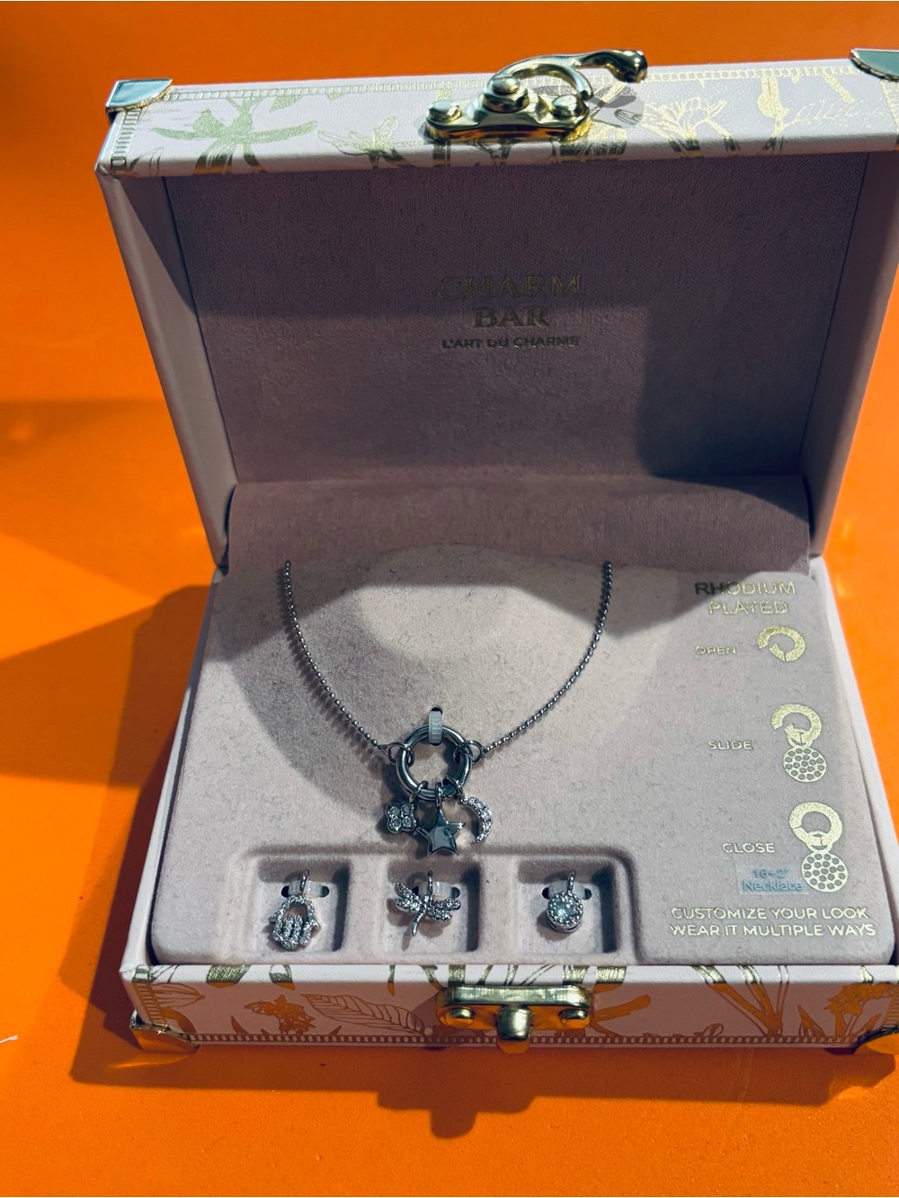 Silver Charm Necklace Set with Interchangeable Charms